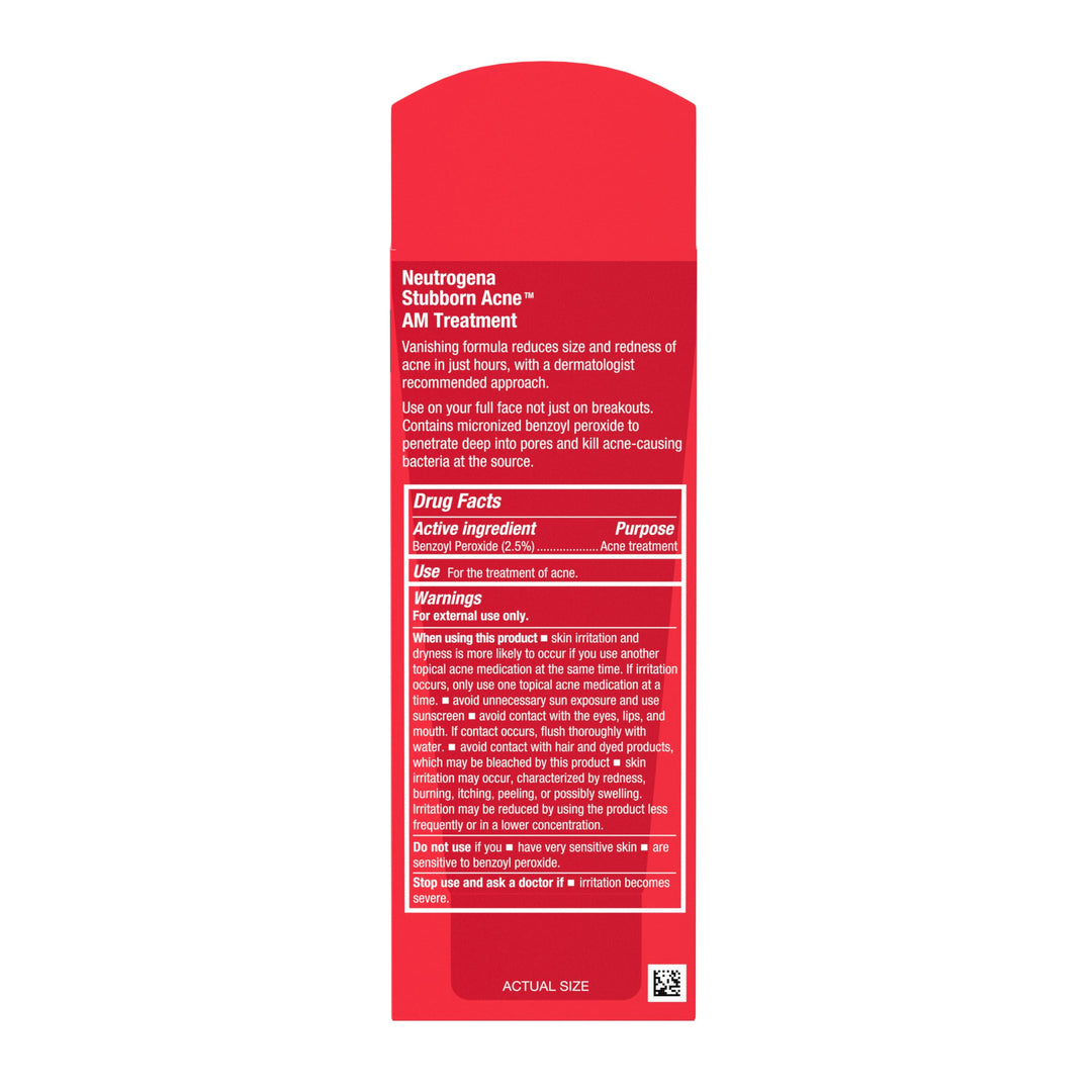 Neutrogena Stubborn Acne AM Face Treatment, 2.5% Benzoyl Peroxide, 2 oz
