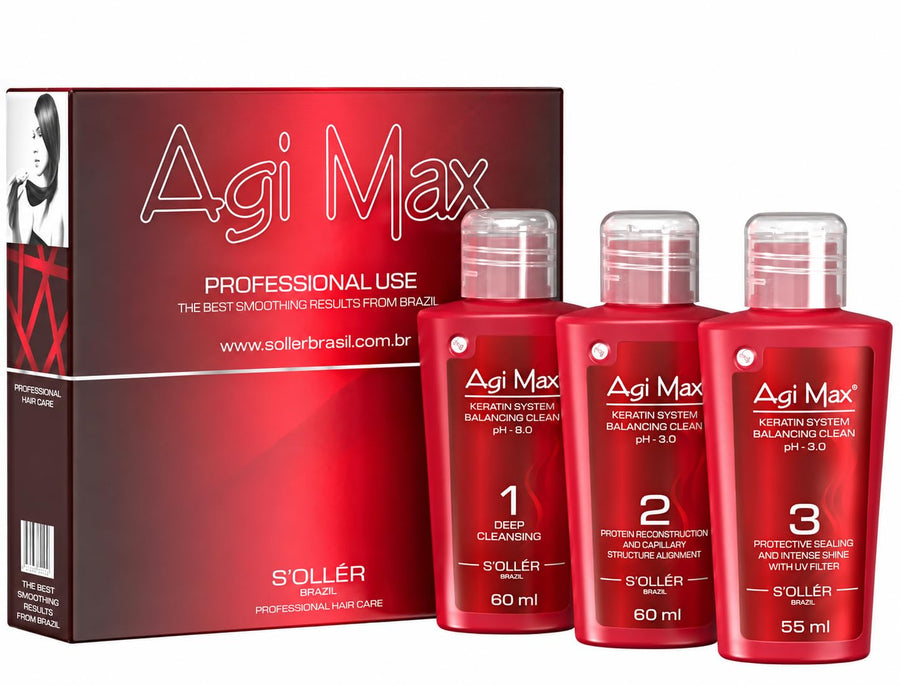 Agi Max Brazilian Keratin Hair Straightening Kit, Strong Formula, 60 ml