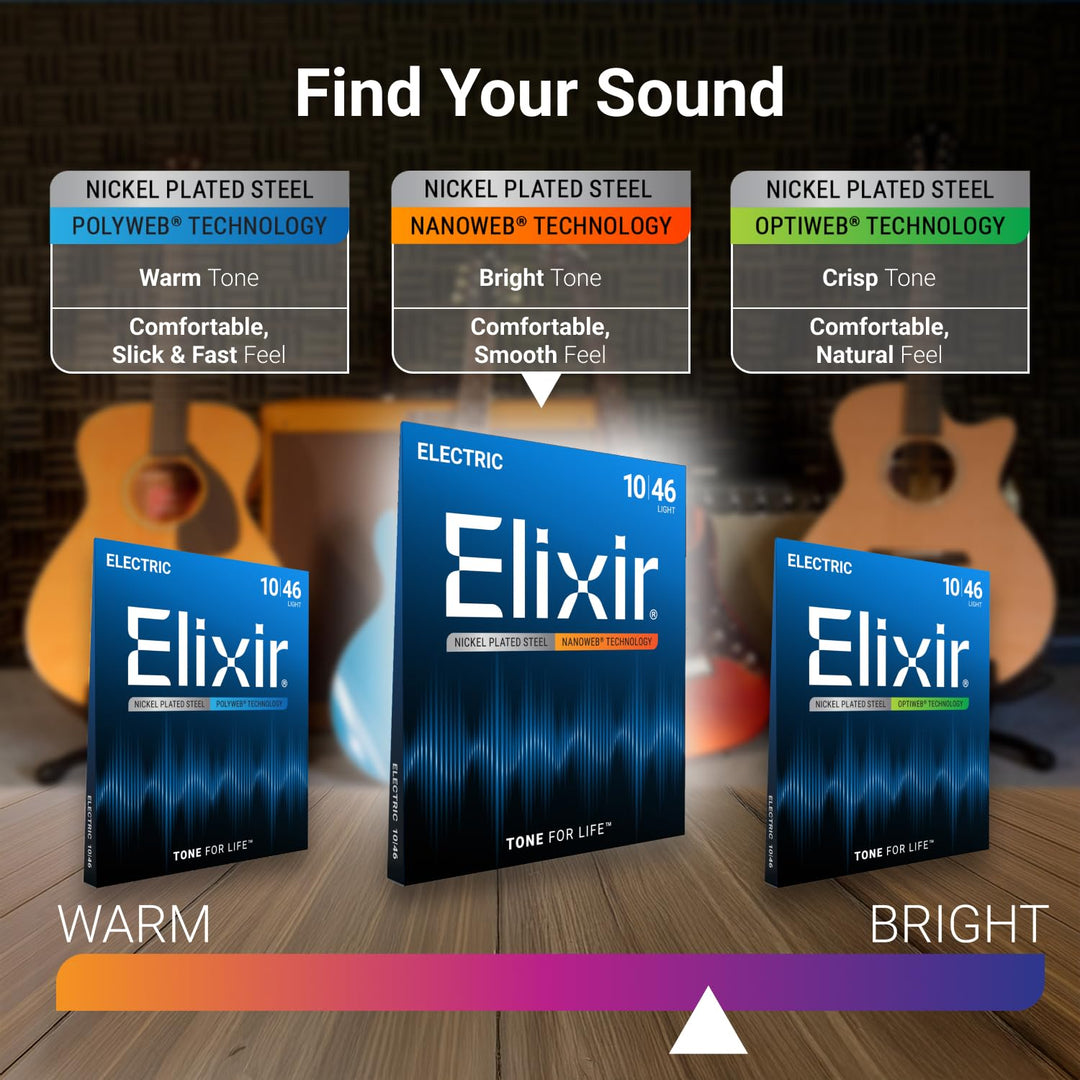 Elixir Electric Guitar Strings, Nickel Plated Steel NANOWEB, 10-52
