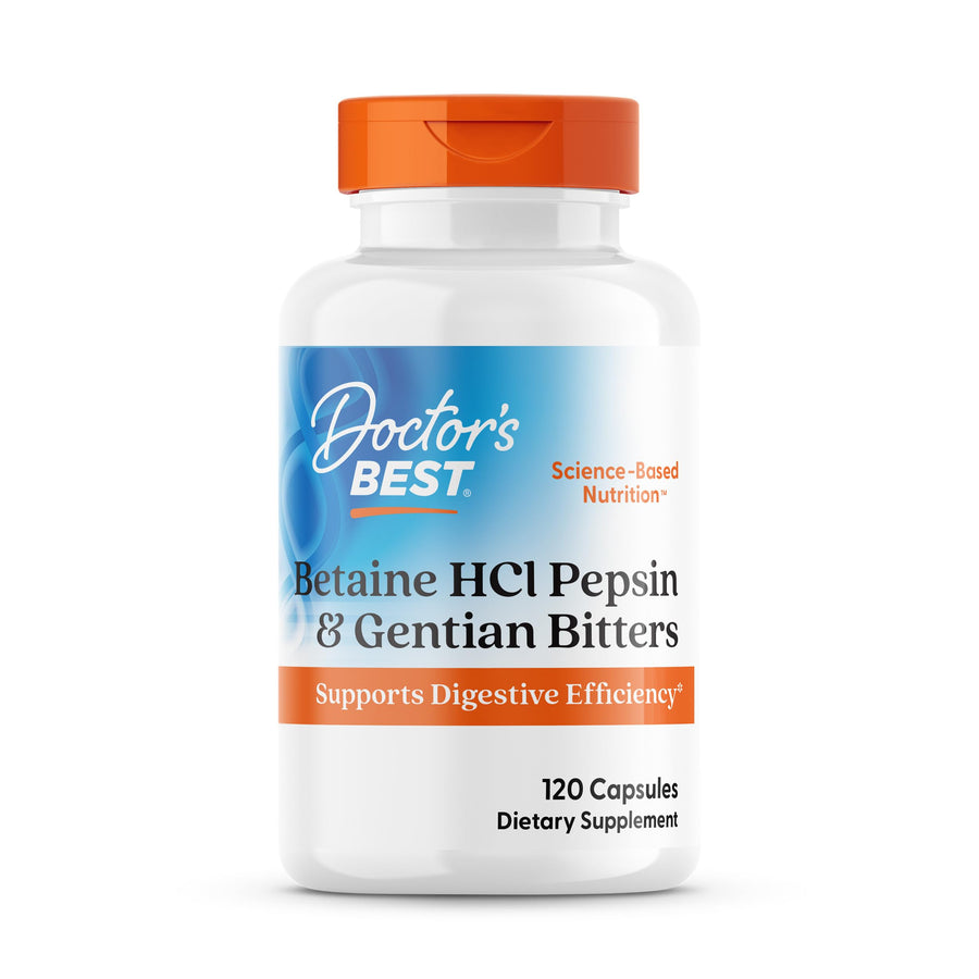 Doctor's Best Betaine HCl Pepsin And Gentian Bitters, 120 Count