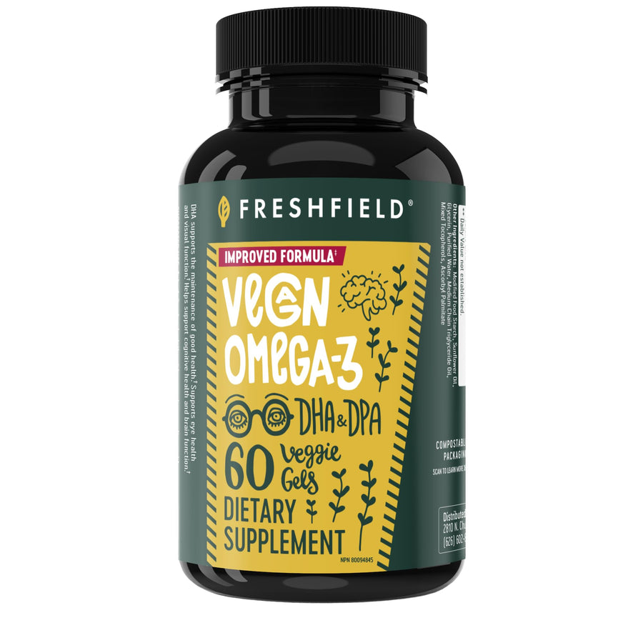 Freshfield Naturals Vegan Omega 3 DHA Supplement, 2 Month Supply