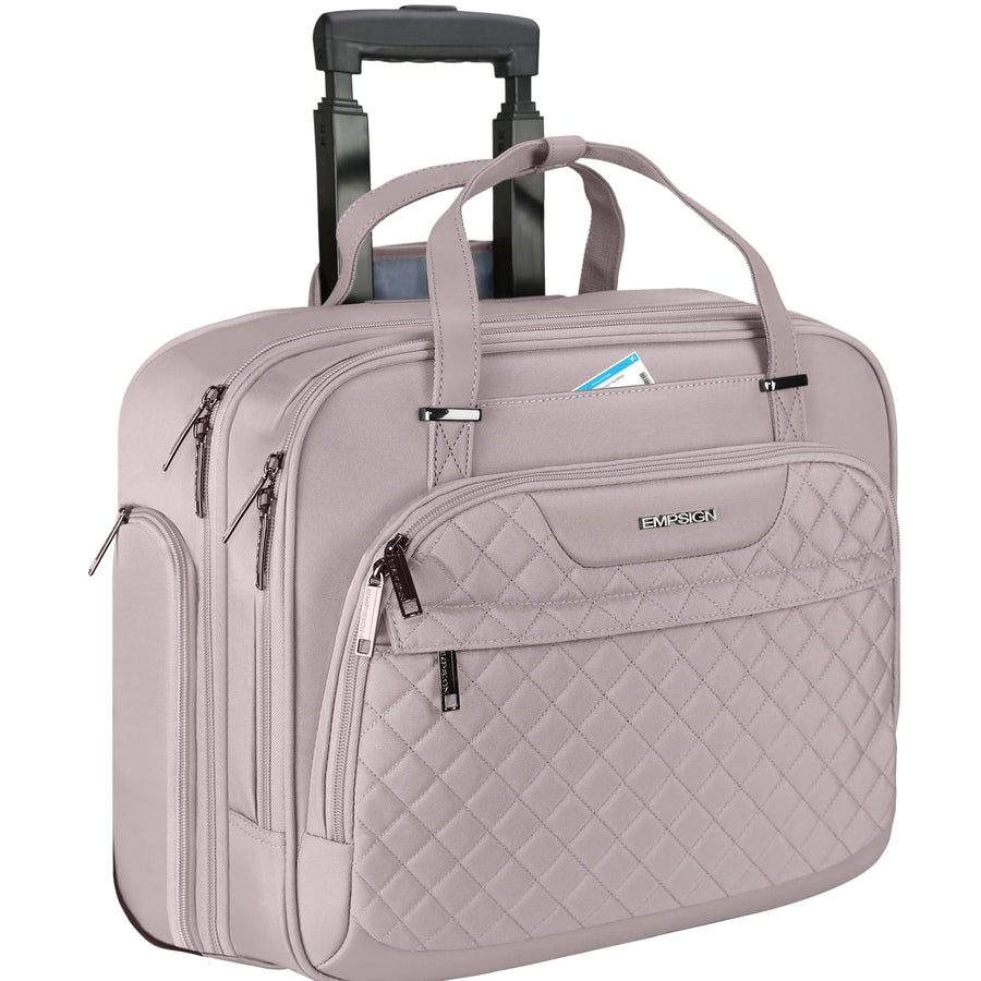 EMPSIGN Rolling Laptop Bag, Dusty Pink, 15.6 in