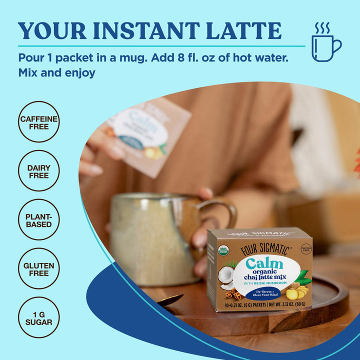 Four Sigmatic Organic Instant Chai Latte, Decaf, 10 Count