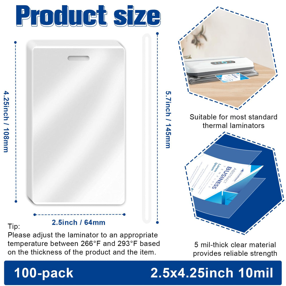 XUWAIDSGN Luggage Tag Laminating Pouches With Loop, 100 Count
