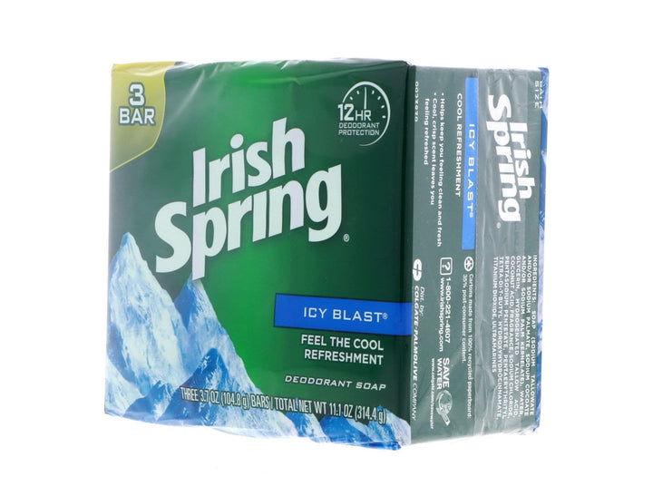 Irish Spring Deodorant Bar Soap, Icy Blast, 3.75 oz, 3 Count