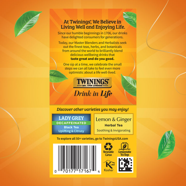 Twinings Decaffeinated Earl Grey Black Tea, 20 Count