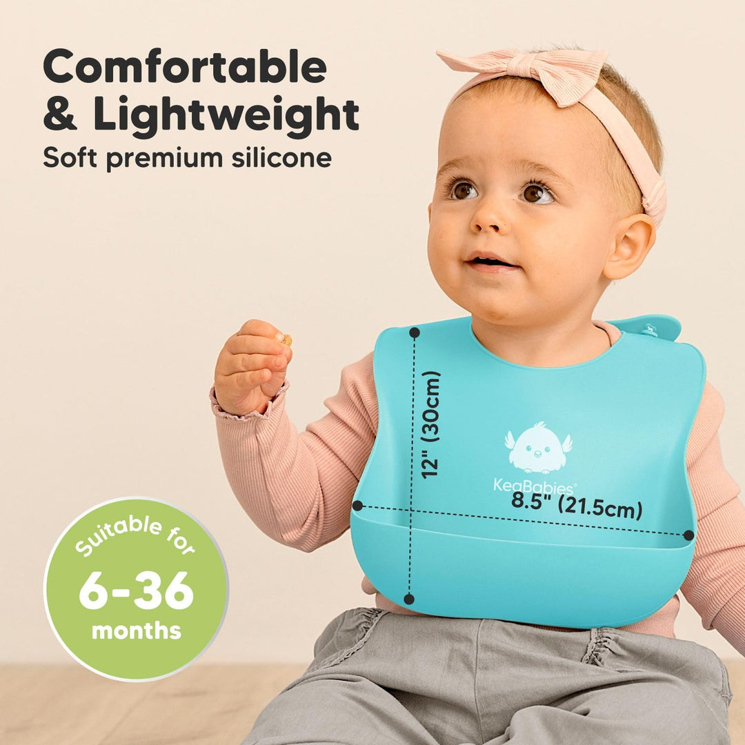 KeaBabies Silicone Baby Bibs, Cloud Nine, 2 Count