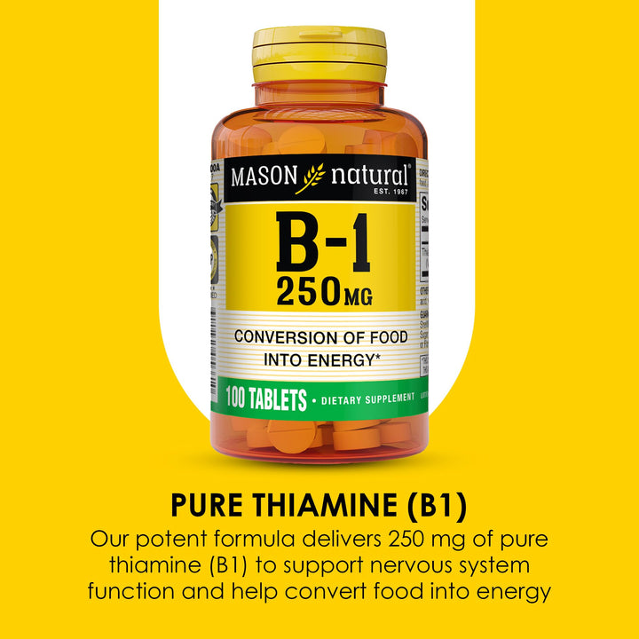 MASON NATURAL Vitamin B1 Thiamine, 250 mg, 100 Count