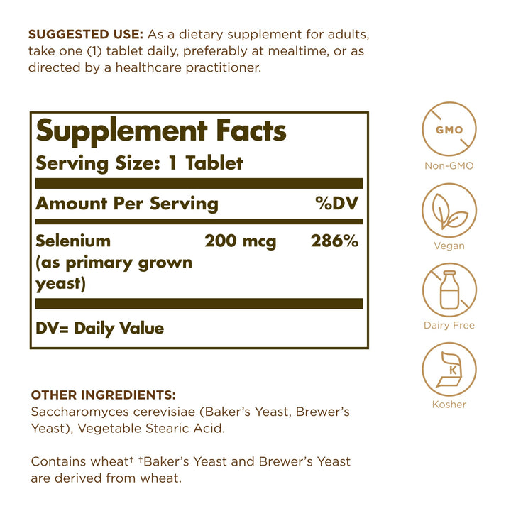 Solgar Selenium 200 mcg Tablets, 100 Count