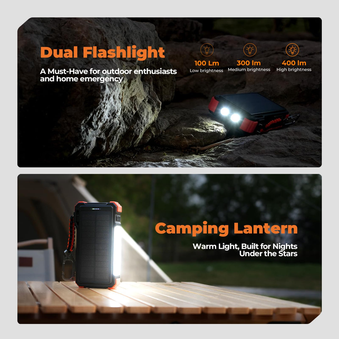 BLAVOR Solar Power Bank, Wireless Charger, 20000mAh
