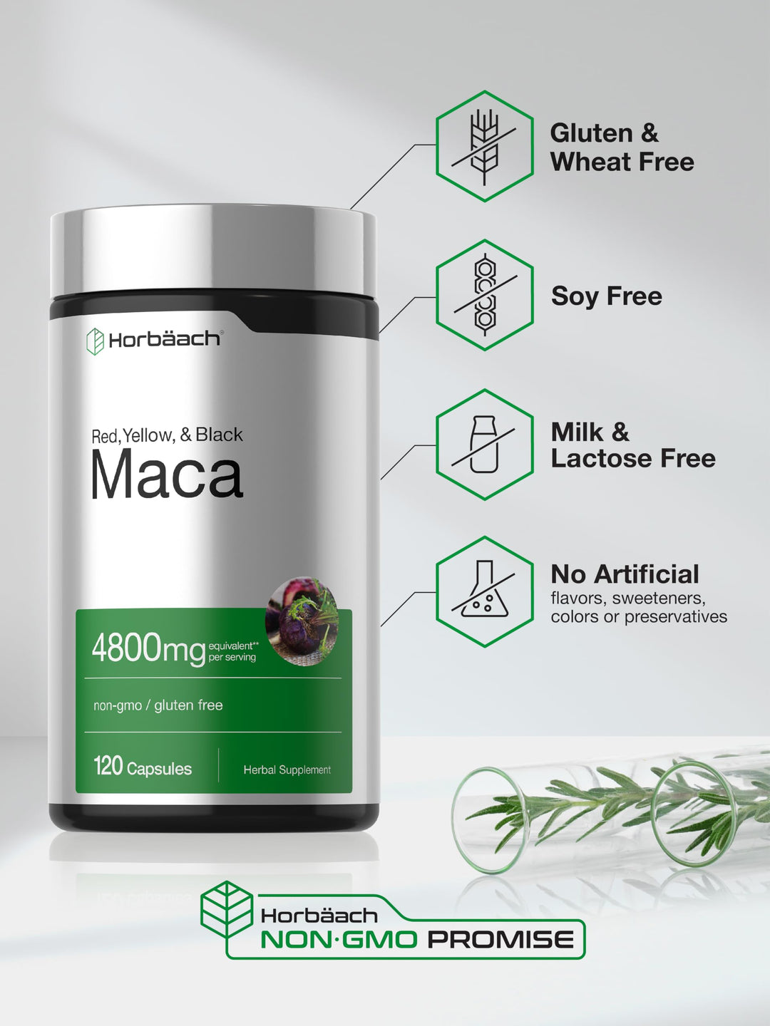 Horbäach Maca Root Capsules, 120 Count
