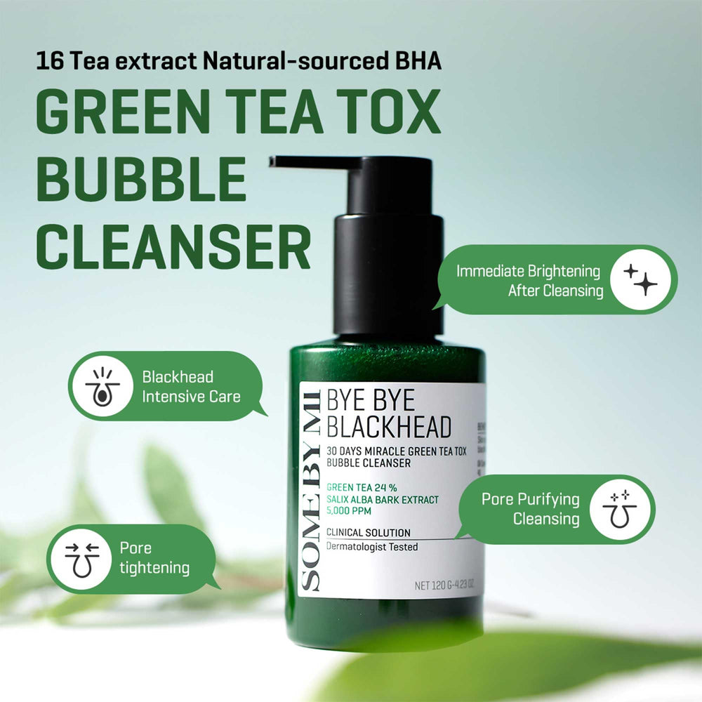 Some By Mi Bye Bye Blackhead 30 Days Miracle Green Tea Tox Bubble Cleanser, 120 g