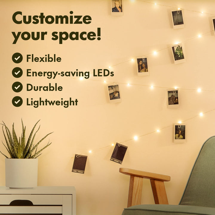 Twinkle Star LED String Lights, Warm White, 33 ft