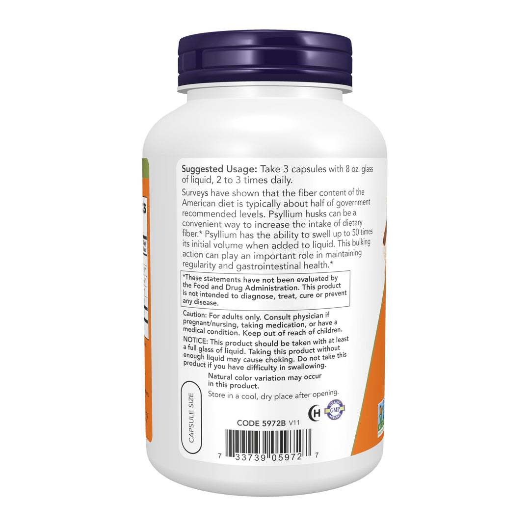 NOW Foods Psyllium Husk Capsules, 500 mg, 500 Count