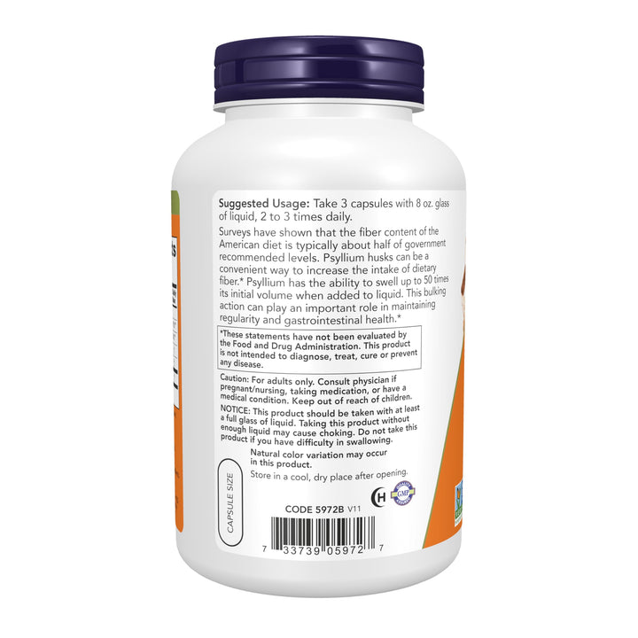 NOW Foods Psyllium Husk Capsules, 500 mg, 500 Count