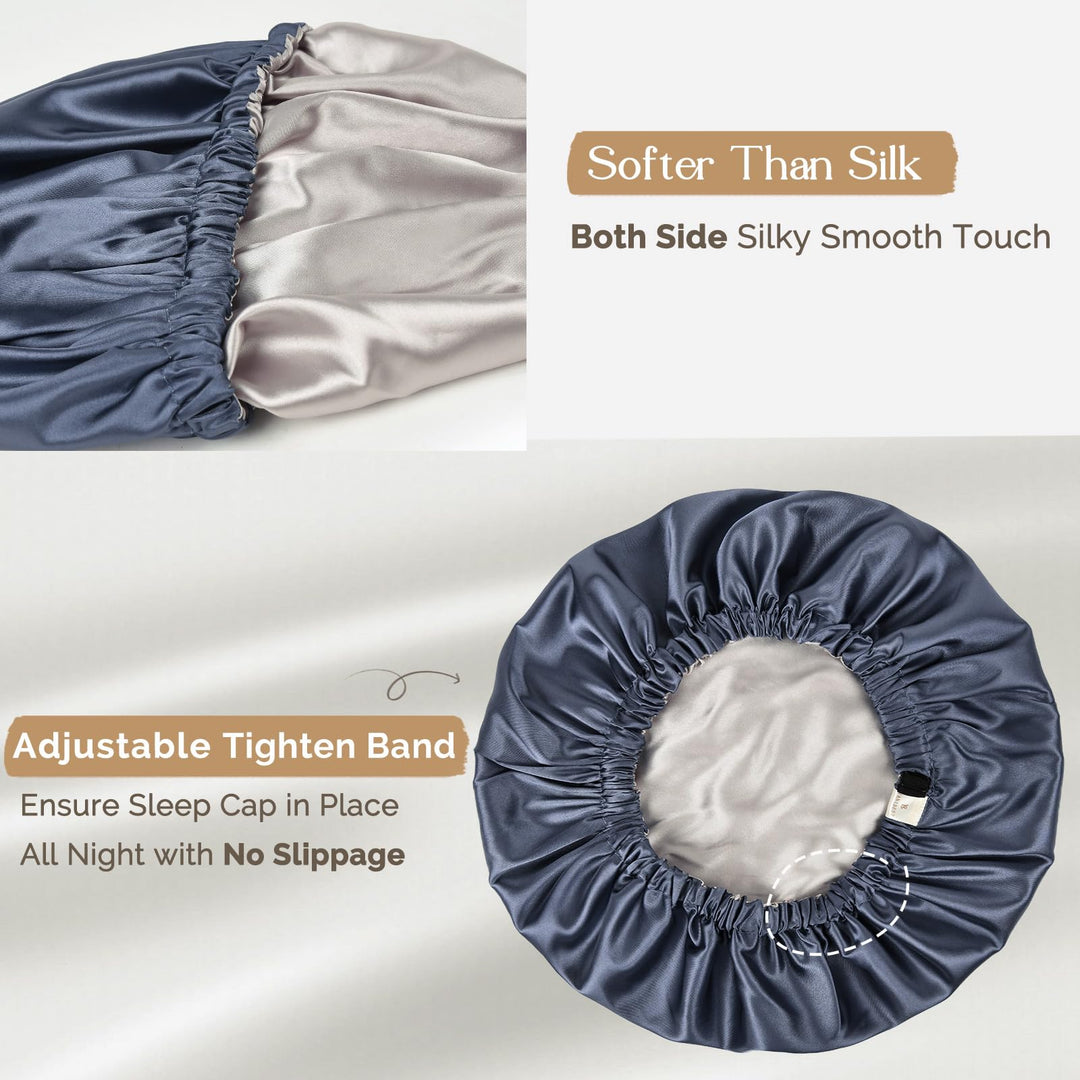 YANIBEST Silk Bonnet for Sleeping, Ash Blue, L