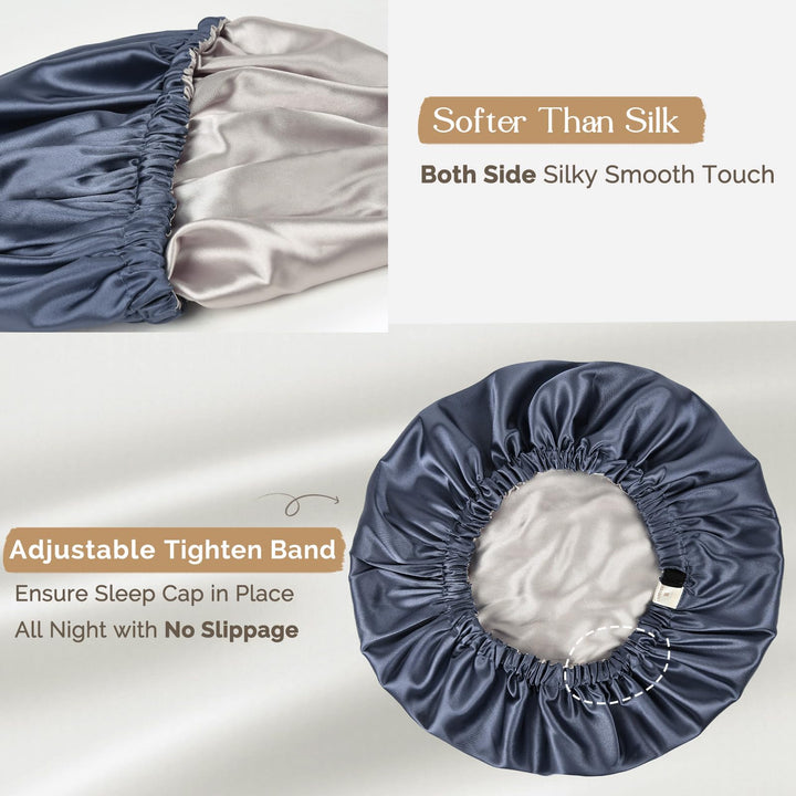 YANIBEST Silk Bonnet for Sleeping, Ash Blue, L