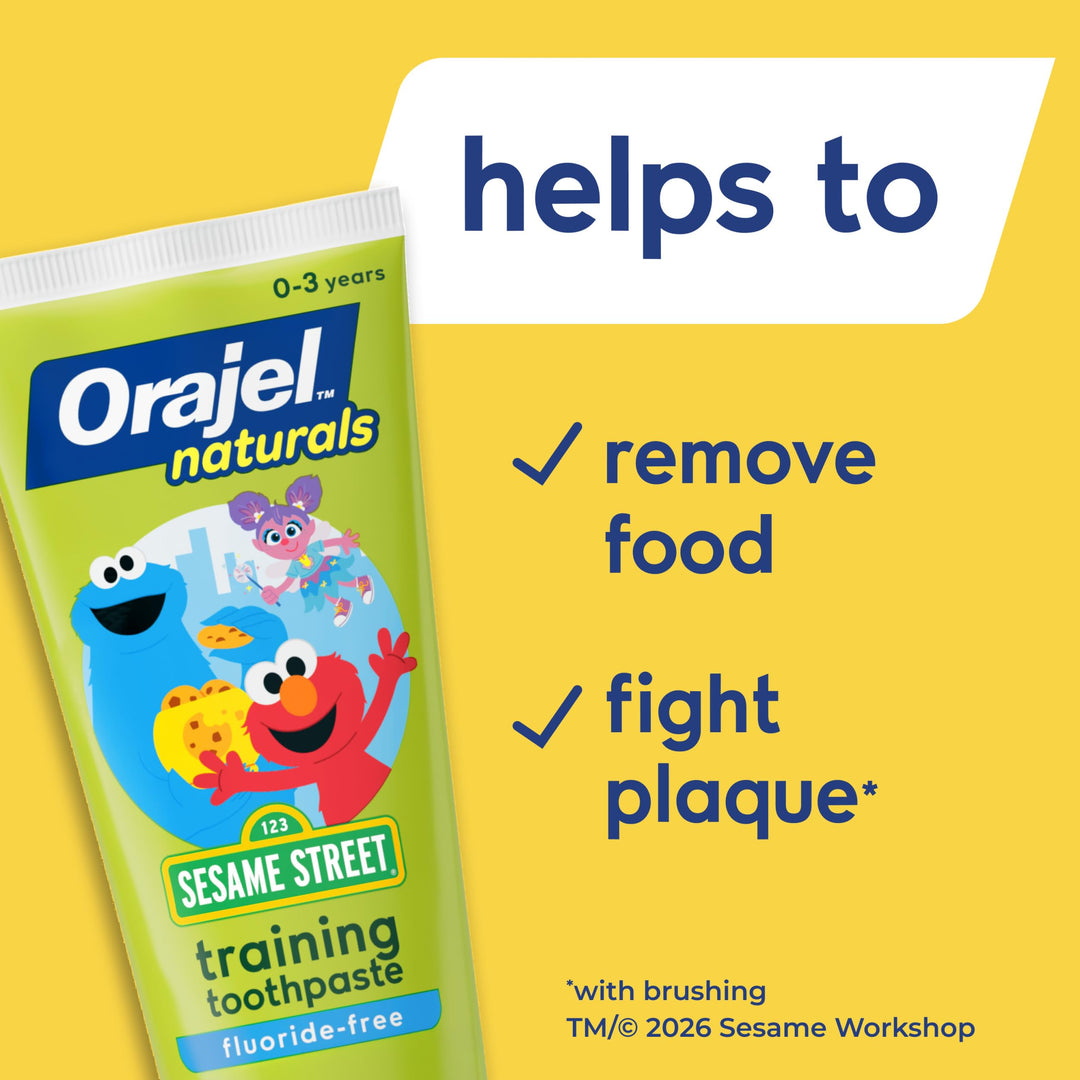 Orajel Naturals Sesame Street Kids Fluoride-Free Toothpaste, Berry, 1.5 oz