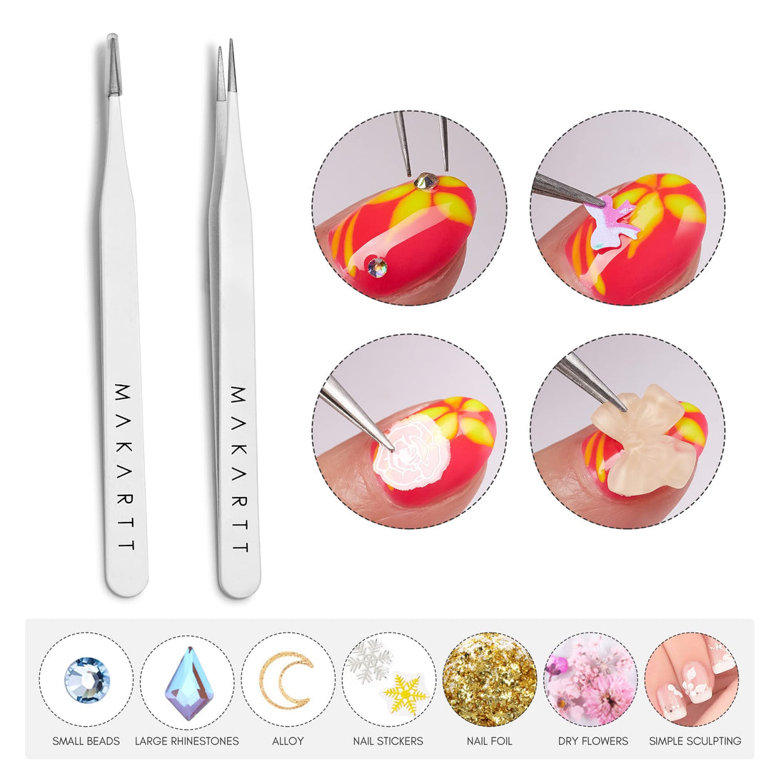 Makartt Straight Nail Tweezers, 2 Count