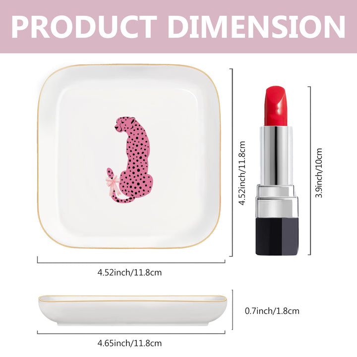MQPPKJ Jewelry Dish, Pink Preppy Cheetah