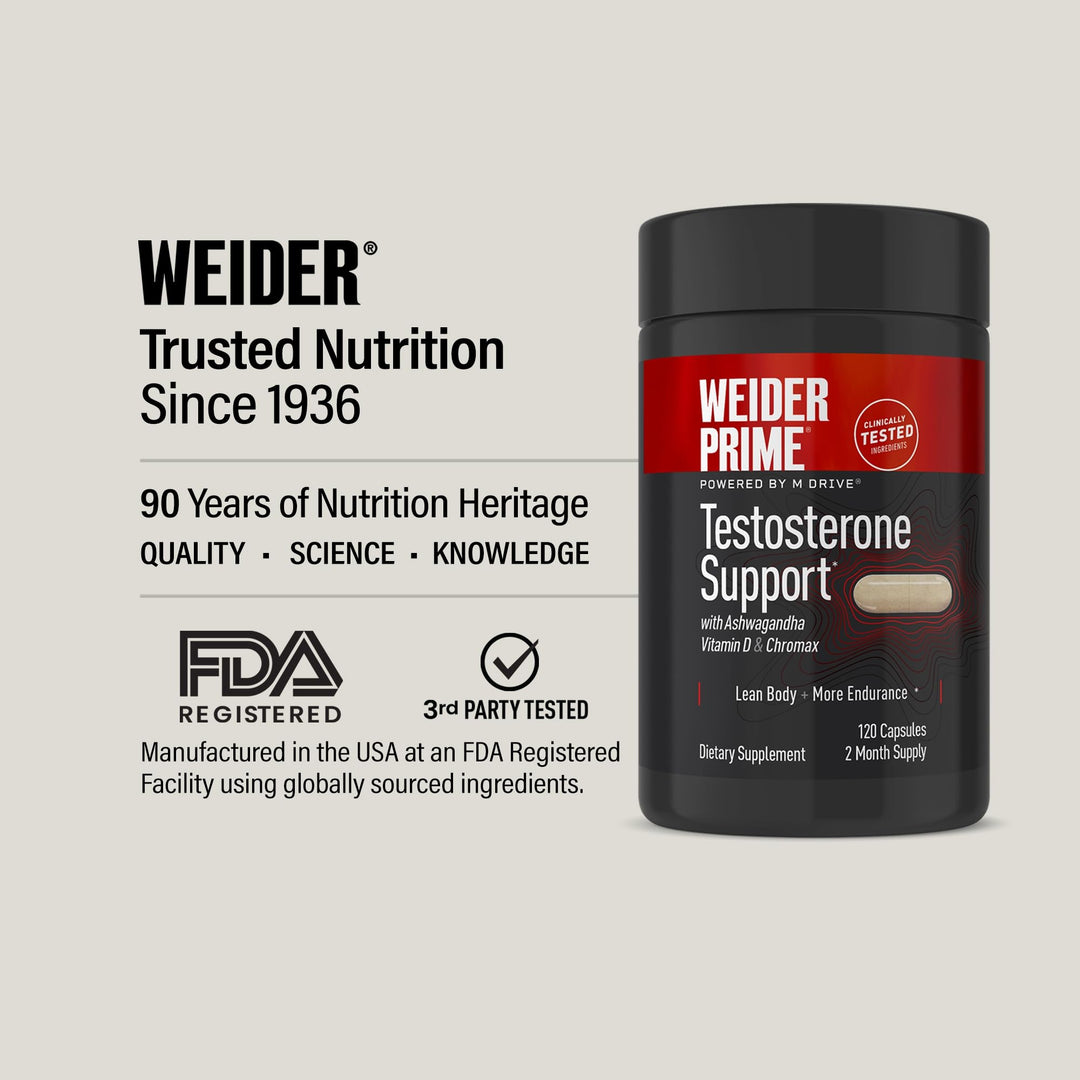 Weider Prime Testosterone Support, 120 Count