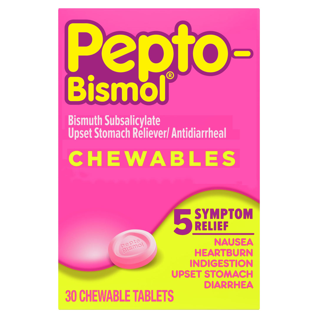 Pepto Bismol Digestive Relief Chewable Tablets, Cherry, 30 Count