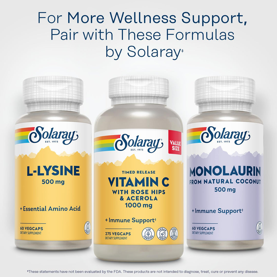 SOLARAY L-Lysine, 500 mg, 60 Count