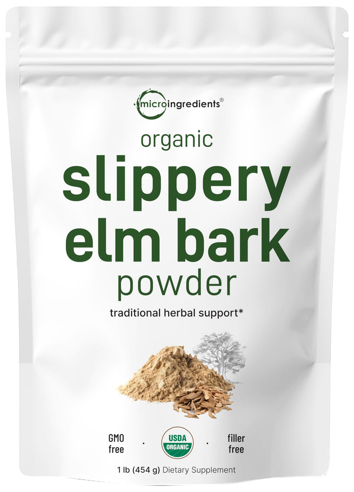 Micro Ingredients Slippery Elm Bark Powder, Organic, 1 lb