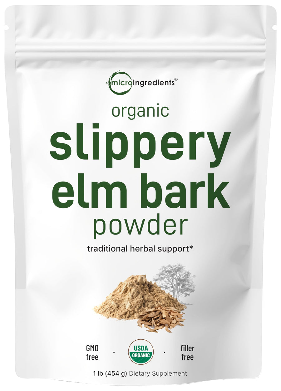 Micro Ingredients Slippery Elm Bark Powder, Organic, 1 lb