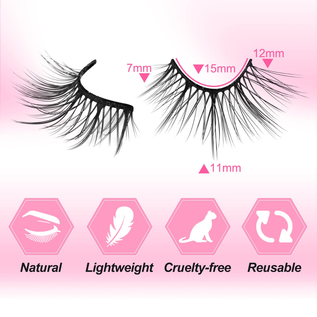 ALICE Fake Eyelashes Cat Eye, 7 Pairs