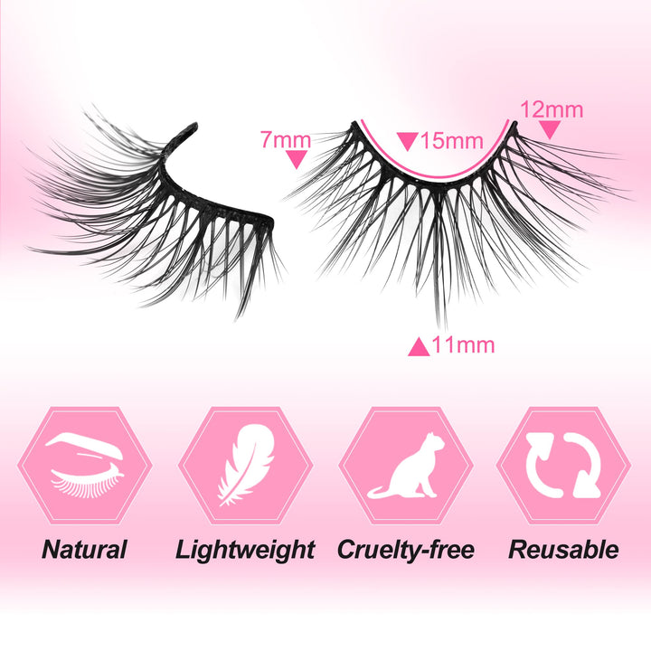 ALICE Fake Eyelashes Cat Eye, 7 Pairs