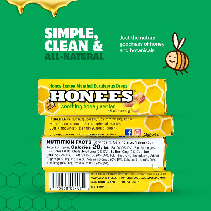 Honees Menthol Lemon Cough Drops, 9 Count