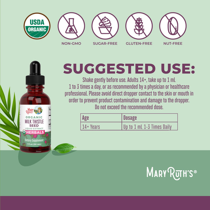 MARYRUTH'S Milk Thistle Seed Liquid Extract Drops, 1 fl oz