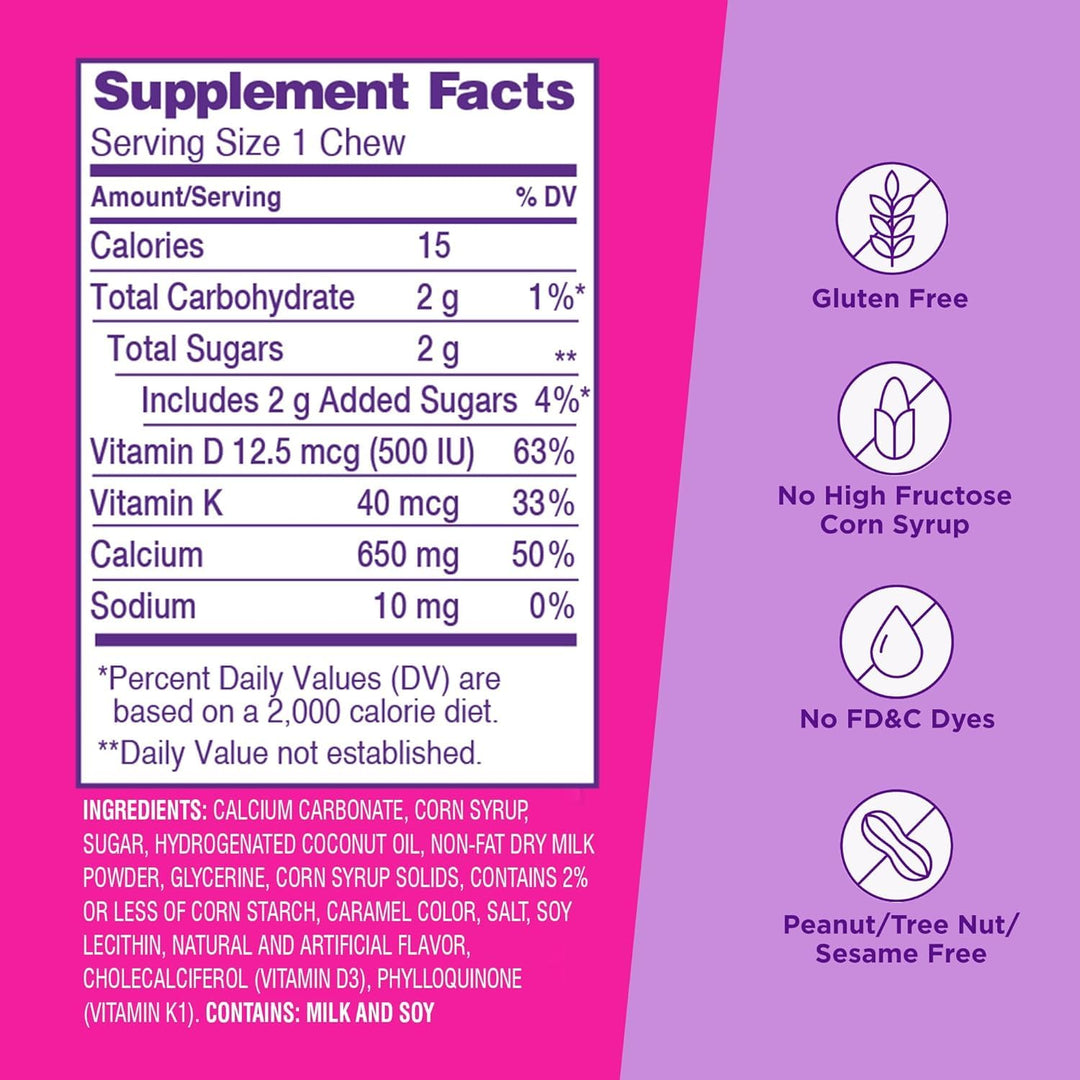 Viactiv Calcium Plus D Soft Chews, Caramel, 60 Count