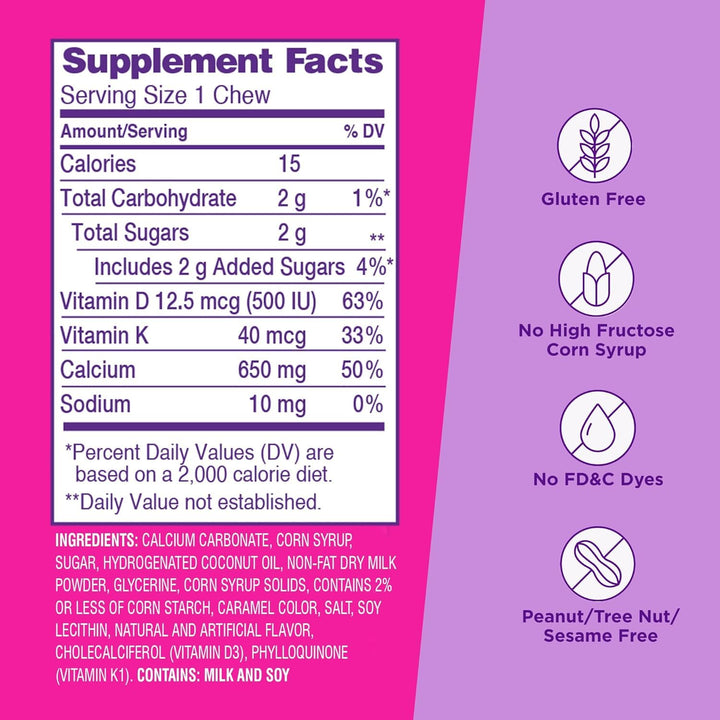 Viactiv Calcium Plus D Soft Chews, Caramel, 60 Count
