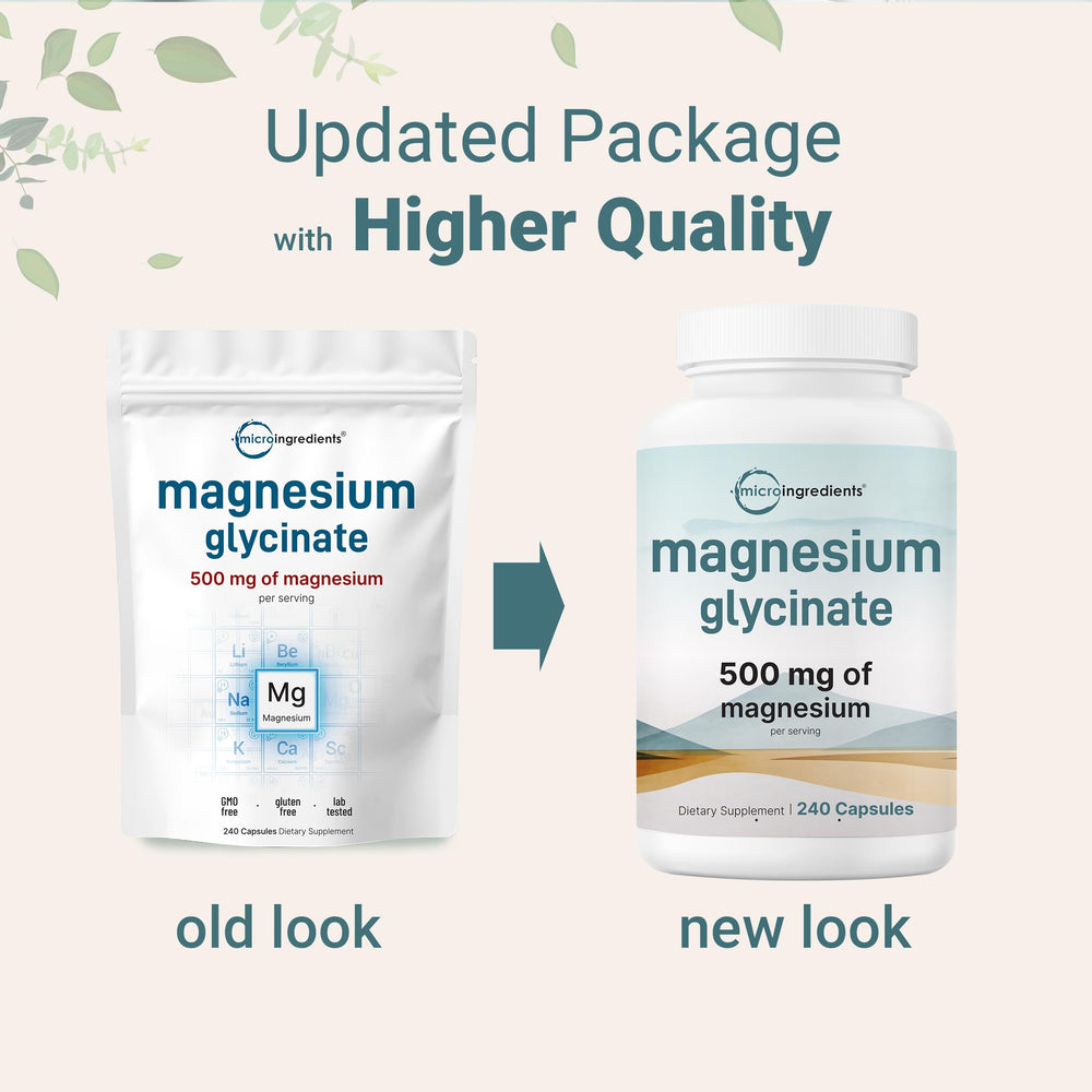 Micro Ingredients Magnesium Glycinate With Vitamin C Capsules, 400 mg, 200 Count