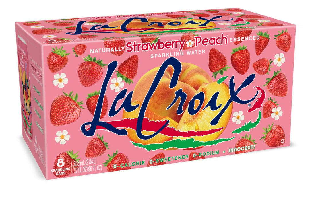 La Croix Sparkling Water, Strawberry Peach, 12 fl oz, Pack of 8