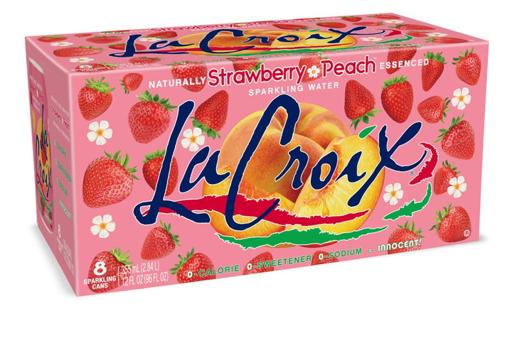 La Croix Sparkling Water, Strawberry Peach, 12 fl oz, Pack of 8