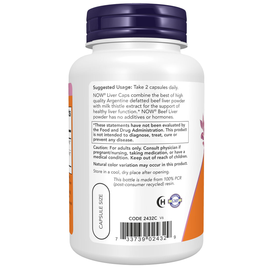NOW Liver Caps with Milk Thistle and Eleuthero, 100 Count