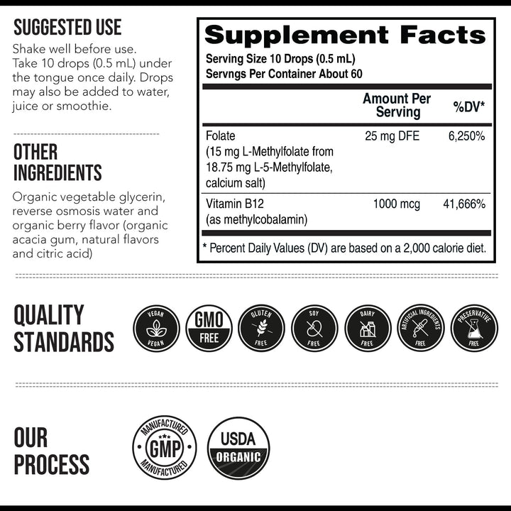 Triquetra Health Methylfolate Liquid And Methyl B12, 15 mg
