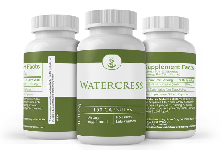 PURE ORIGINAL INGREDIENTS Watercress Capsules, 100 Count