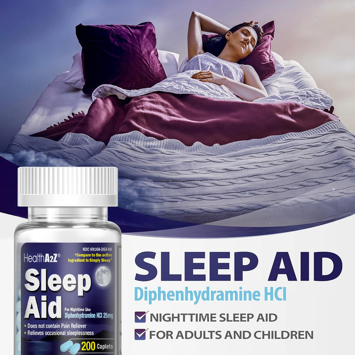 HealthA2Z Diphenhydramine HCl Sleep Aid, 25 mg, 200 Count