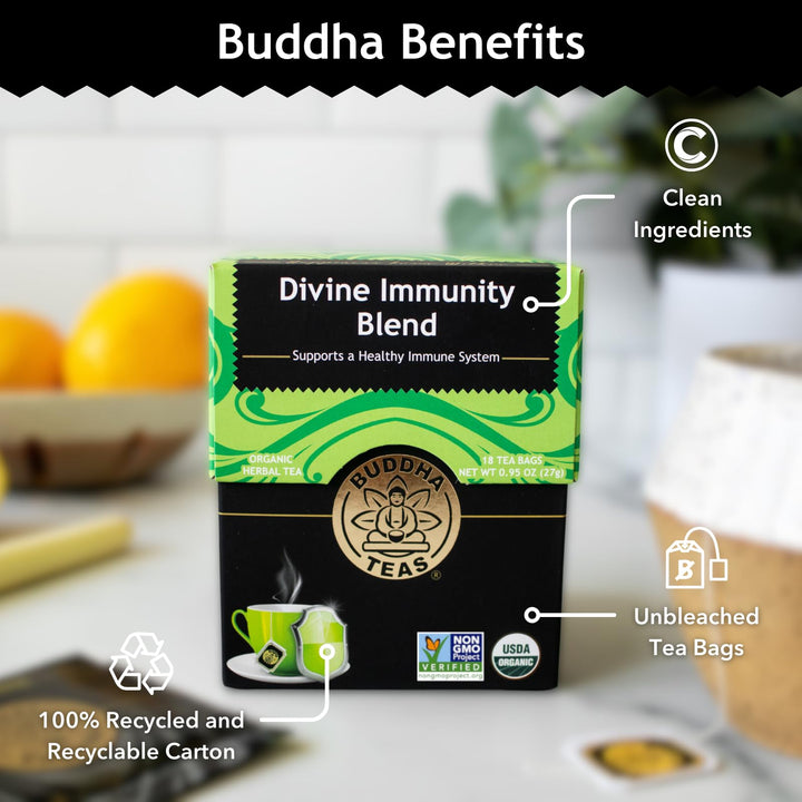 Buddha Teas Organic Divine Immunity Blend Herbal Tea, Caffeine Free