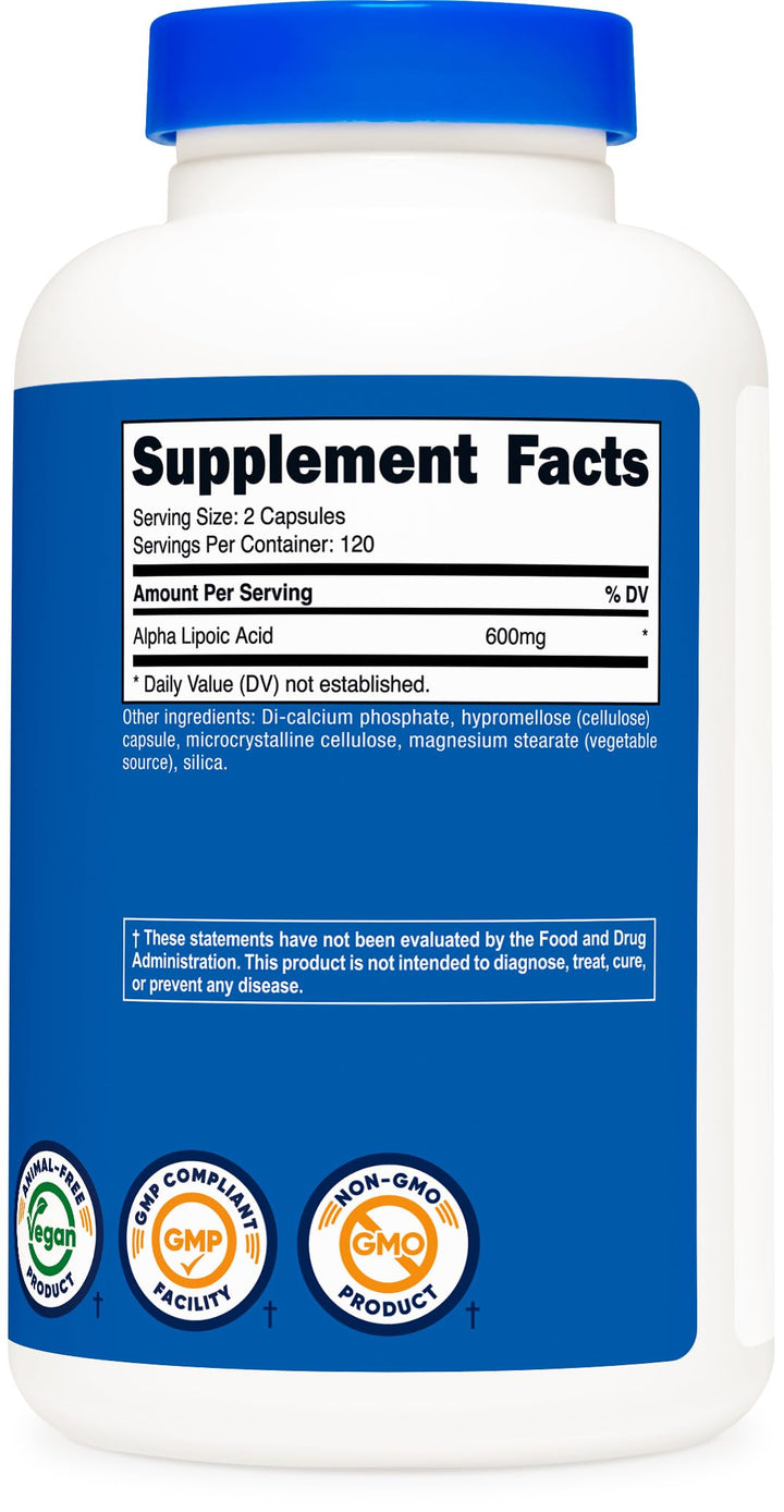 Nutricost Alpha Lipoic Acid Capsules, 600 mg, 240 Count