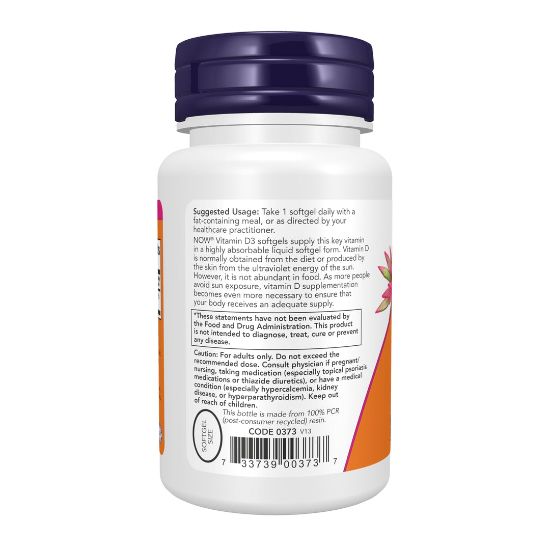 NOW Vitamin D-3, 5000 IU, 240 Count