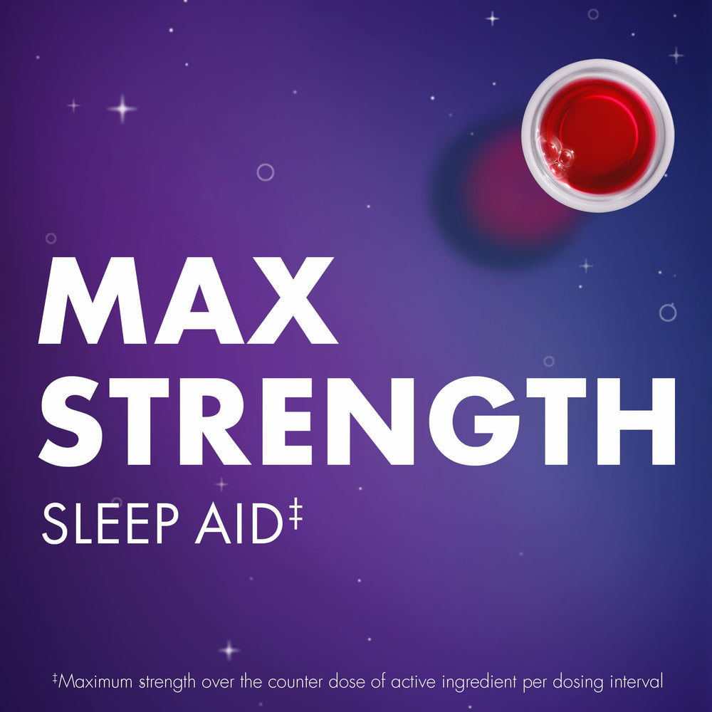 ZzzQuil Nighttime Sleep Aid Liquid, Calming Vanilla Cherry, 50 mg, 12 fl oz