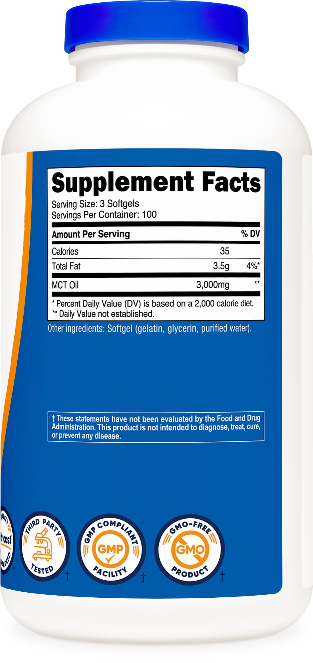 Nutricost MCT Oil Softgels, 1000 mg, 300 Count