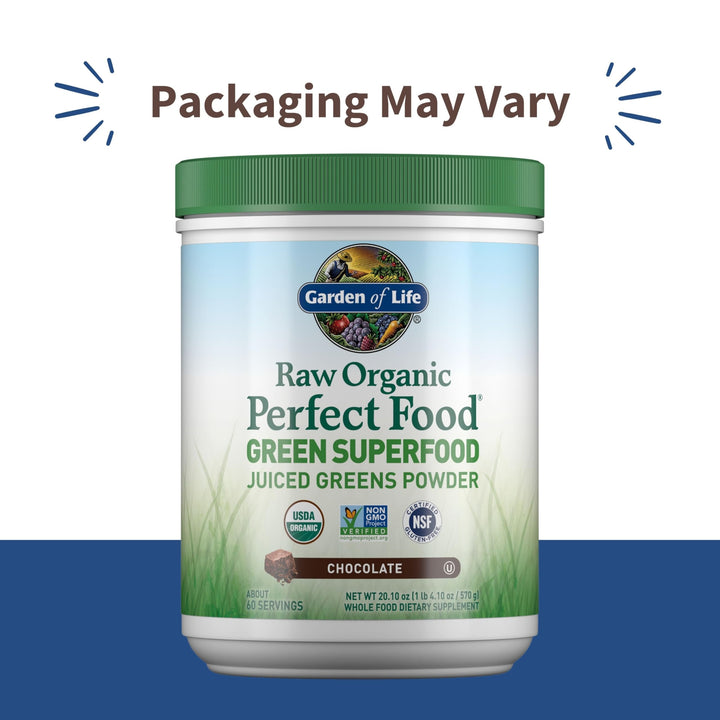 Garden of Life Raw Organic Perfect Green Superfood Juiced Powder, Chocolate, 20.1 oz