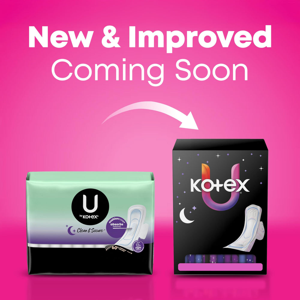 U by Kotex Maxi Pads with Wings, Overnight, 40 Count