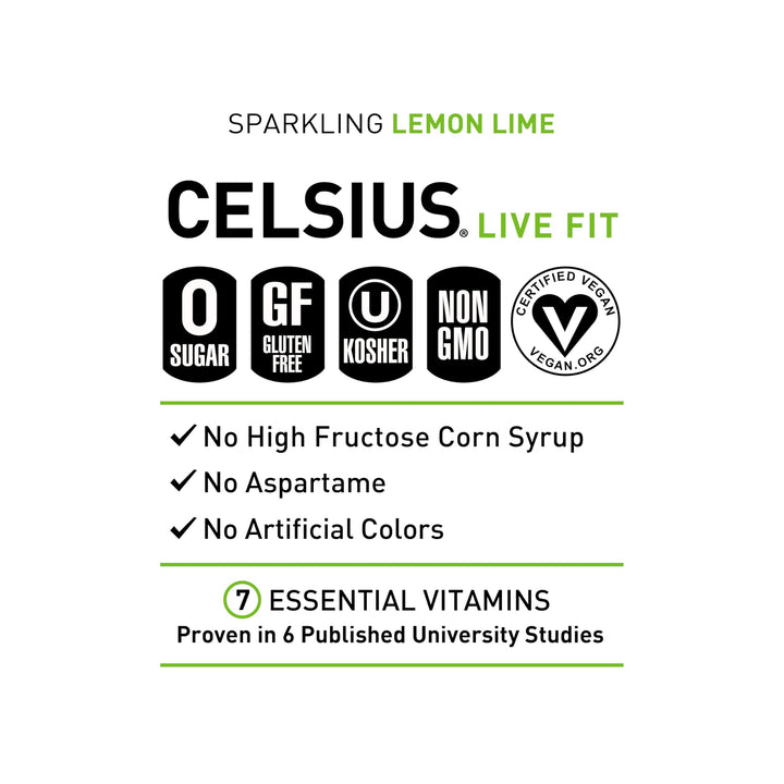 CELSIUS Sparkling Energy Drink, Lemon Lime, 12 fl oz, Pack of 12